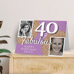 40と素晴らしい金ゴールドグリッター2 Photo 40th Birthday カード<br><div class="desc">40と素晴らしい金ゴールドグリッター2 Photo 40th Birthday Greeting Card.写真の追加 – 古い写真と新しい写真を使用できる。名前、年齢、文字を追加または消去。</div>