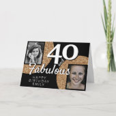 40と素晴らしい金ゴールドグリッター2 Photo 40th Birthday カード (正面)