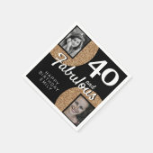 40と素晴らしい金ゴールドグリッター2 Photo 40th Birthday スタンダードカクテルナプキン (角)