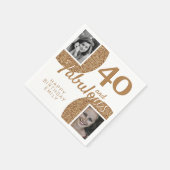 40と素晴らしい金ゴールドグリッター2 Photo 40th Birthday スタンダードカクテルナプキン (角)