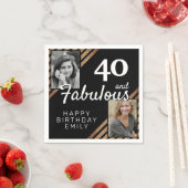 40と素晴らしい金ゴールドグリッター2 Photo 40th Birthday スタンダードカクテルナプキン (インサイチュ)