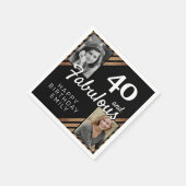 40と素晴らしい金ゴールドグリッター2 Photo 40th Birthday スタンダードカクテルナプキン (角)