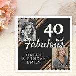 40と素晴らしい金ゴールドグリッター2 Photo 40th Birthday スタンダードカクテルナプキン<br><div class="desc">40と素晴らしい金ゴールドグリッター2写真40th誕生日パーティーナプキンス。写真の追加 – 古い写真と新しい写真を使用できる。名前と年齢を追加。</div>