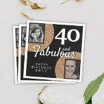 40と素晴らしい金ゴールドグリッター2 Photo 40th Birthday スタンダードカクテルナプキン<br><div class="desc">40と素晴らしい金ゴールドグリッター2写真40th誕生日パーティーナプキンス。写真の追加 – 古い写真と新しい写真を使用できる。名前と年齢を追加。</div>