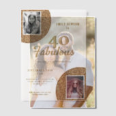 40と素晴らしい金ゴールドグリッター2 Photo 40th Birthday ベラム紙招待状 (オフセット (カップル))