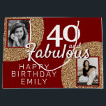 40と素晴らしい金ゴールドグリッター2 Photo 40th Birthday ラージペーパーバッグ<br><div class="desc">赤40と素晴らしい金ゴールドグリッター2 Photo 40th Birthday抱き枕。赤フェイク金ゴールドグリッター2枚の写真 – 古い写真と新しい写真を使用できる。名前と年齢を追加し、マイルストー素晴らしンエレガントパーソナライズされた誕生祝いの抱き枕を作成する。</div>