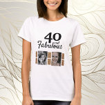 40と素晴らしい金ゴールドグリッター2 Photo 40th Birthday Tシャツ<br><div class="desc">40と素晴らしい金ゴールドグリッター2 Photo 40th Birthday T-shirt.写真の追加 – 古い写真と新しい写真を使用できる。</div>