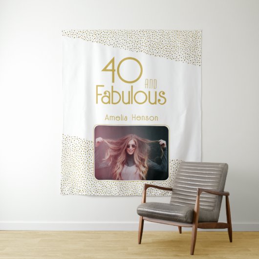 40と素晴らしい金ゴールドグリッター40th誕生日の写真 タペストリー (インサイチュ)
