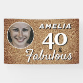 40と素晴らしい金ゴールドグリッター40th誕生日の写真 横断幕 (横)