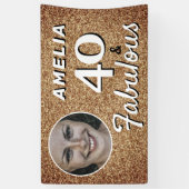 40と素晴らしい金ゴールドグリッター40th誕生日の写真 横断幕 (縦)