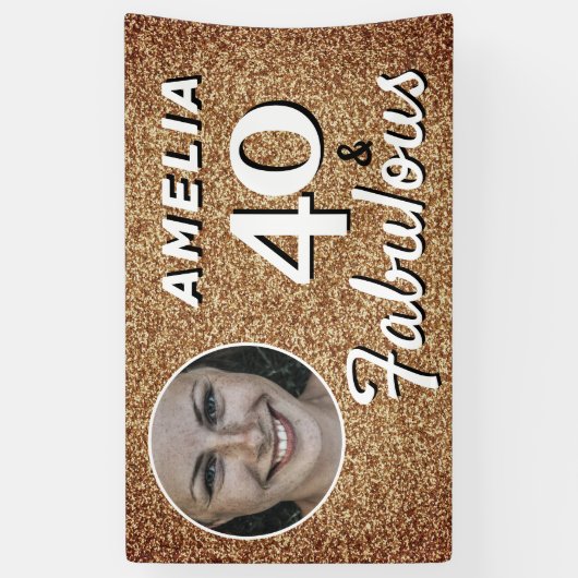 40と素晴らしい金ゴールドグリッター40th誕生日の写真 横断幕 (縦)