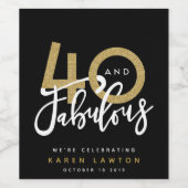 40と素晴らしい金ゴールド ワインラベル (シングルラベル)