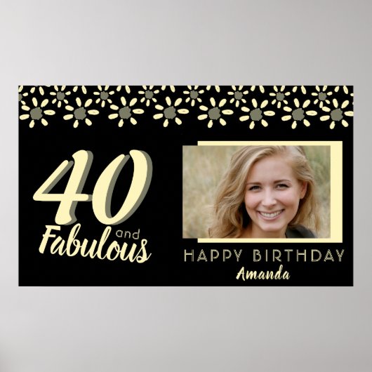 40と素晴らしい黄色のデイジー花水色の写真 ポスター (正面)