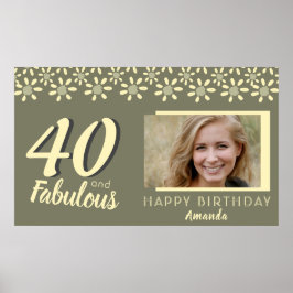 40と素晴らしい黄色のデイジー花水色の写真 ポスター