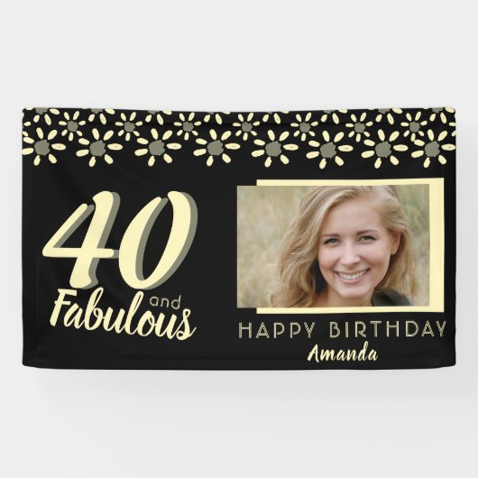 40と素晴らしい黄色のデイジー花水色の写真 横断幕 (横)