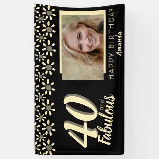 40と素晴らしい黄色のデイジー花水色の写真 横断幕 (縦)