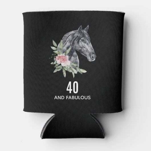 40と素晴らしい黒い馬の頭 缶クーラー (正面)