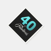 40と素晴らしい黒と青の誕生日パーティー スタンダードカクテルナプキン (角)