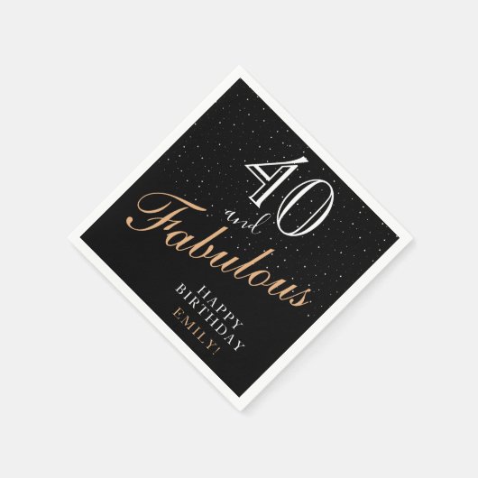 40と素晴らしい黒エレガントの40歳の誕生日パーティー スタンダードカクテルナプキン (角)