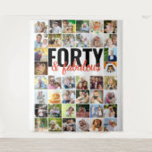 40と素晴らしい40フォトコラージュ誕生日 タペストリー (正面)