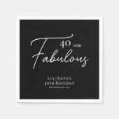 40と素晴らしい40thブラック&ホワイト誕生日 スタンダードカクテルナプキン (正面)