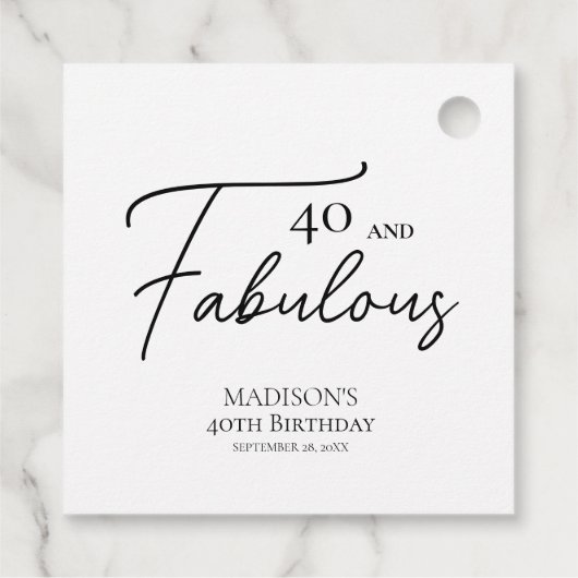 40と素晴らしい40thブラック&ホワイト誕生日 フェイバータグ (裏面)