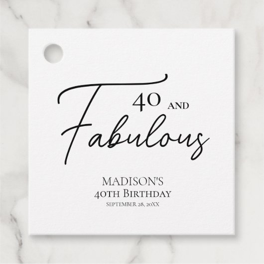 40と素晴らしい40thブラック&ホワイト誕生日 フェイバータグ (正面)