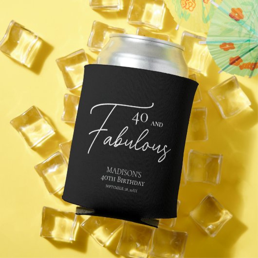 40と素晴らしい40thブラック&ホワイト誕生日 缶クーラー (インサイチュ 夏)