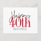40と素晴らしい40th誕生日カード ポストカード (正面)
