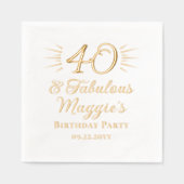 40と素晴らしい40th誕生日パーティー 箔ナプキン (正面)