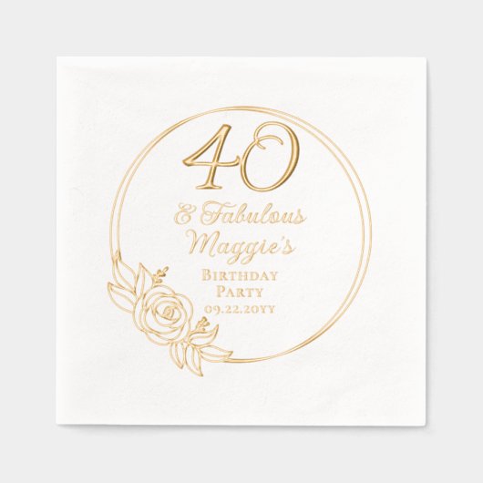40と素晴らしい40th誕生日パーティー 箔ナプキン (正面)