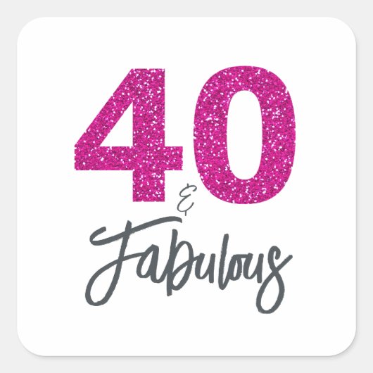 40と素晴らしい |タイポグラフィ40th誕生日 スクエアシール (正面)