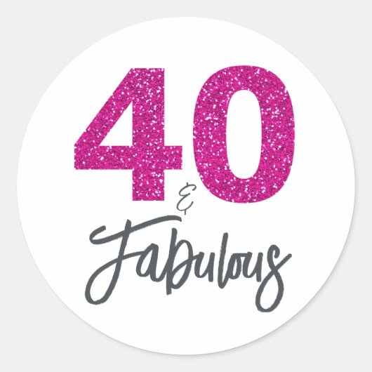 40と素晴らしい |タイポグラフィ40th誕生日 ラウンドシール (正面)