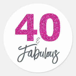 40と素晴らしい タイポグラフィ40th誕生日 ラウンドシール