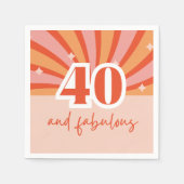 "40と素晴らしい"、レトロな明るい桃 スタンダードカクテルナプキン (正面)