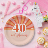 "40と素晴らしい"、レトロな明るい桃 ペーパープレート (パーティー)