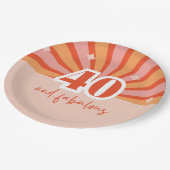 "40と素晴らしい"、レトロな明るい桃 ペーパープレート (アングル)