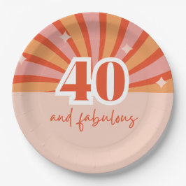 "40と素晴らしい"、レトロな明るい桃 ペーパープレート