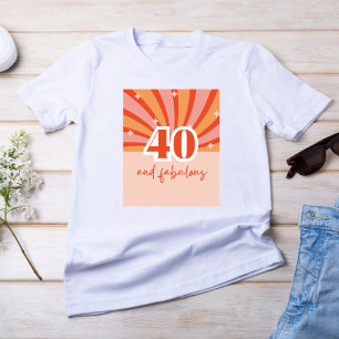 "40と素晴らしい"、レトロな明るい桃 Tシャツ