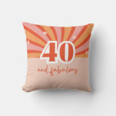 "40と素晴らしい"、レトロな桃の誕生日 クッション (正面)