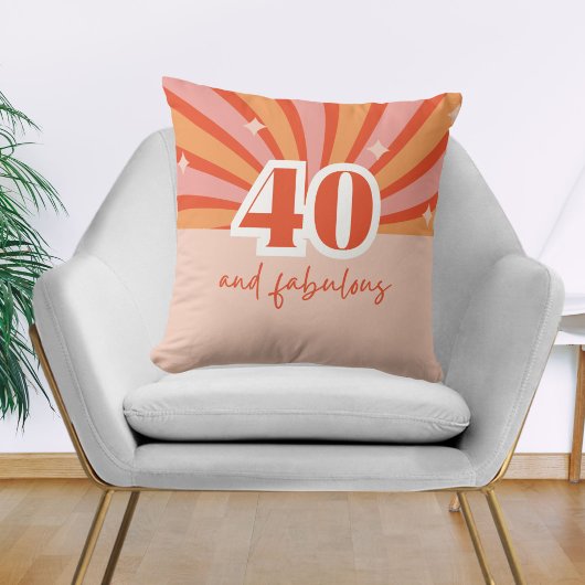 "40と素晴らしい"、レトロな桃の誕生日 クッション