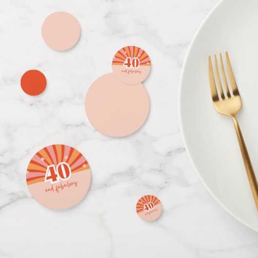 "40と素晴らしい"、レトロ誕生日パーティーテーブル コンフェッティ (グループ)