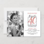 40と素晴らしい(任意の誕生日)お祝い🎂 マグネット招待状 (正面)