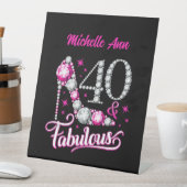 40と素晴らしい、40th誕生日、任意の名前、編集可能 台座サイン (インサイチュ)