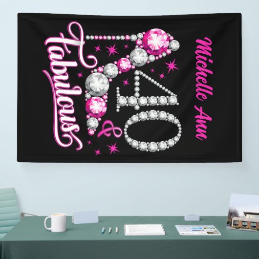 40と素晴らしい、40th誕生日、任意の名前、編集可能 横断幕 (トレードショー)