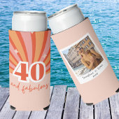 40と素晴らしいWITH PHOTO、レトロ誕生日 スリム缶クーラー