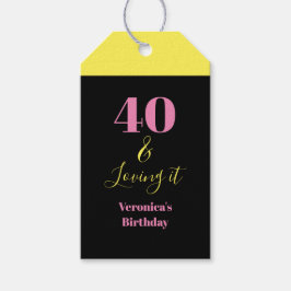 40にしてなお愛される 40歳の誕生日 黄色と黒 ギフトタグ
