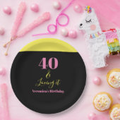 40にしてなお輝く 40歳の誕生日 黄色 黒 ペーパープレート (パーティー)