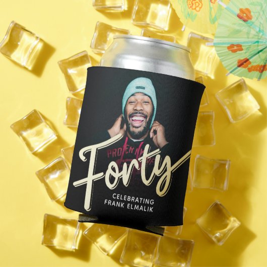 40のスクリプト金ゴールド40の誕生日の写真 缶クーラー (インサイチュ 夏)