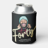 40のスクリプト金ゴールド40の誕生日の写真 缶クーラー (缶正面)